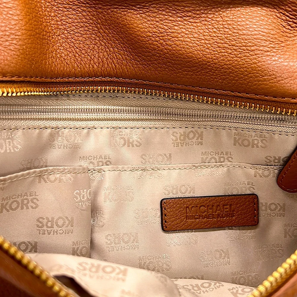 Michael Kors Authentic Rich Cognac Brown and Gold Satchel Purse Bag 👜👜 - Picture 7 of 8